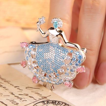 ANSTERGEMS Dancer Gemstone 925 Silver Brooch