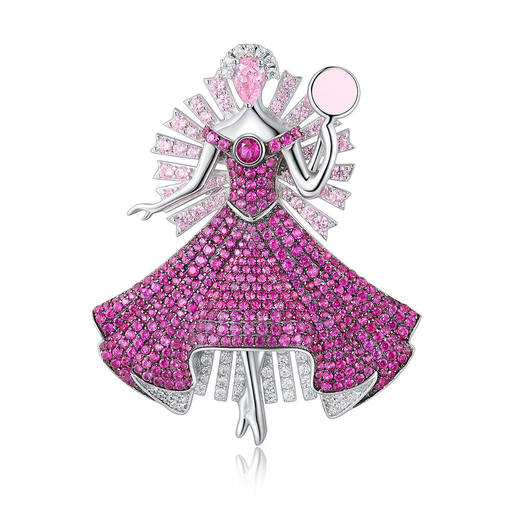 ANSTERGEMS Girl's Gemstone 925 Silver Brooch