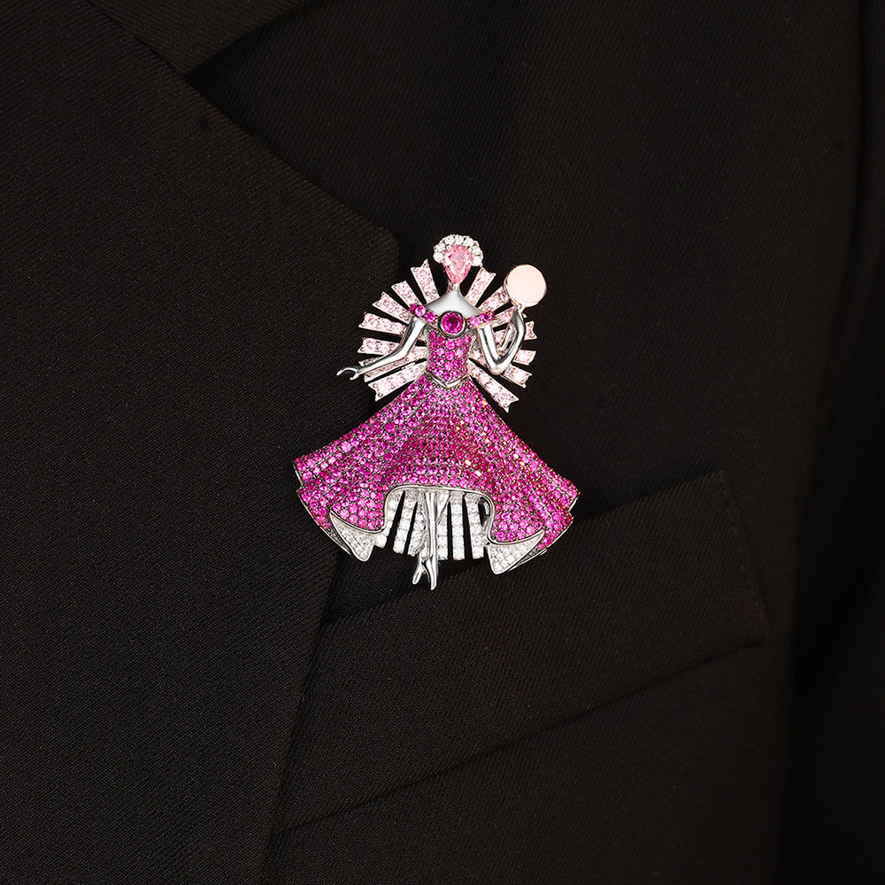 ANSTERGEMS Girl's Gemstone 925 Silver Brooch