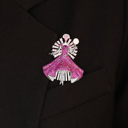 ANSTERGEMS Girl's Gemstone 925 Silver Brooch