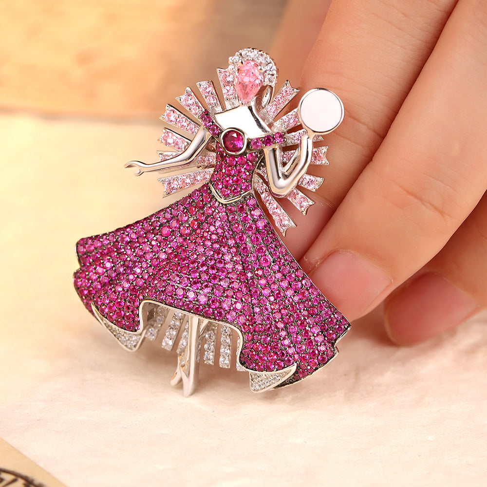 ANSTERGEMS Girl's Gemstone 925 Silver Brooch