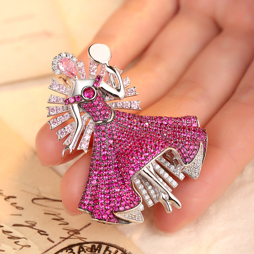 ANSTERGEMS Girl's Gemstone 925 Silver Brooch