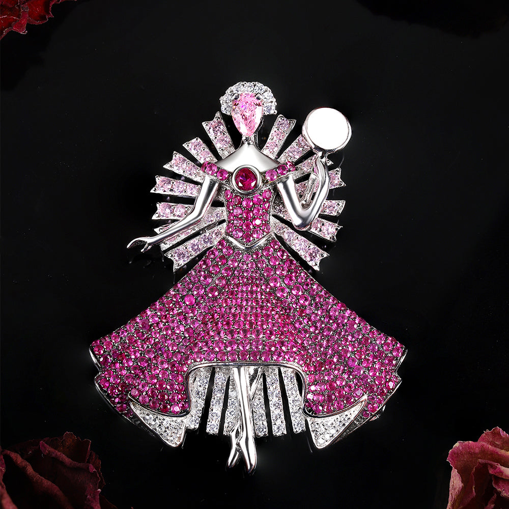 ANSTERGEMS Girl's Gemstone 925 Silver Brooch
