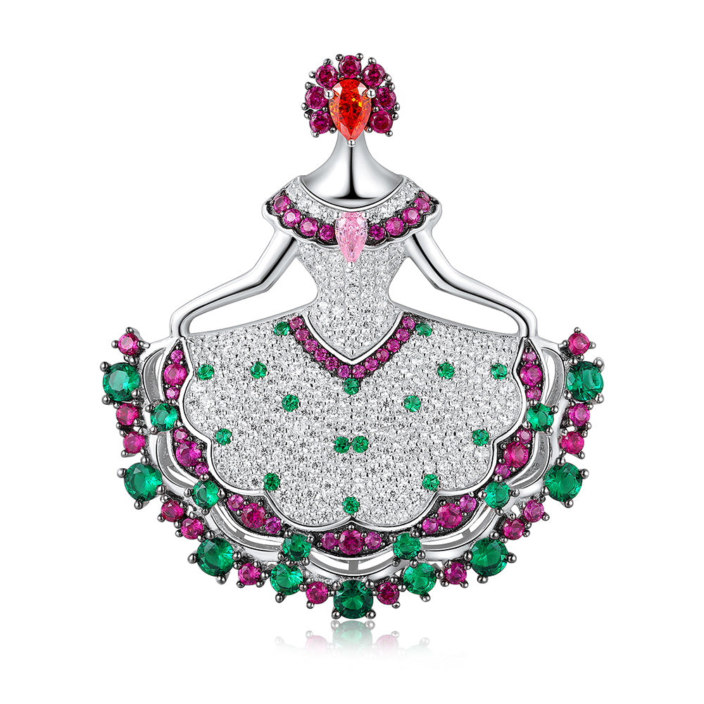 ANSTERGEMS Princess Gemstone 925 Silver Brooch