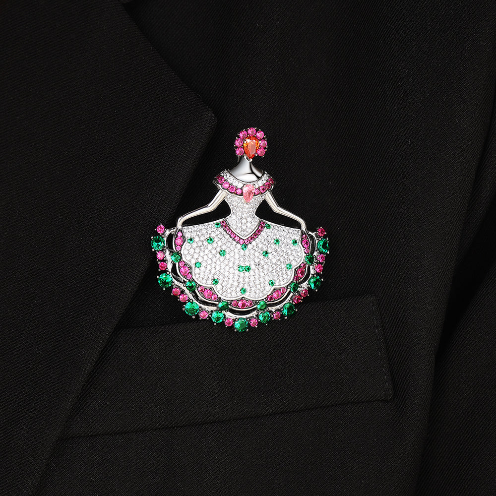 ANSTERGEMS Princess Gemstone 925 Silver Brooch