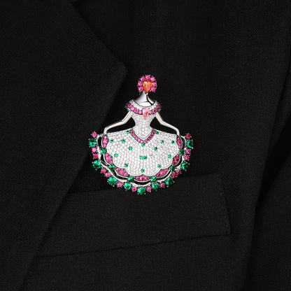 ANSTERGEMS Princess Gemstone 925 Silver Brooch