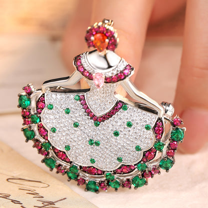 ANSTERGEMS Princess Gemstone 925 Silver Brooch