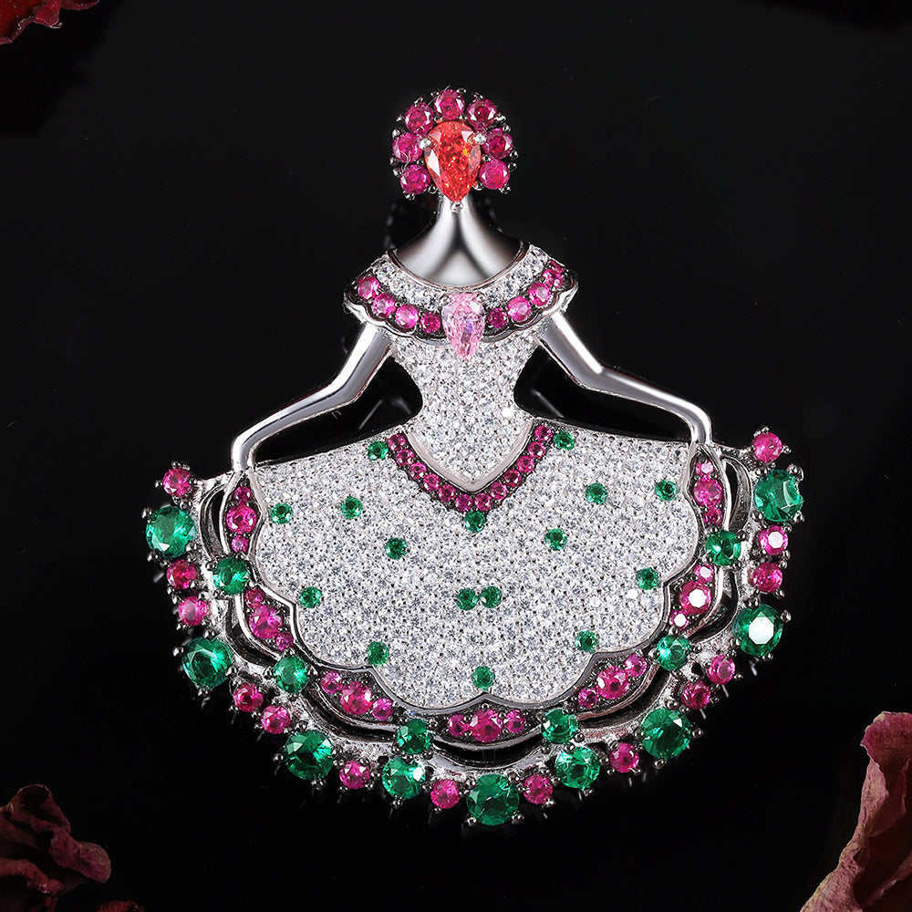 ANSTERGEMS Princess Gemstone 925 Silver Brooch