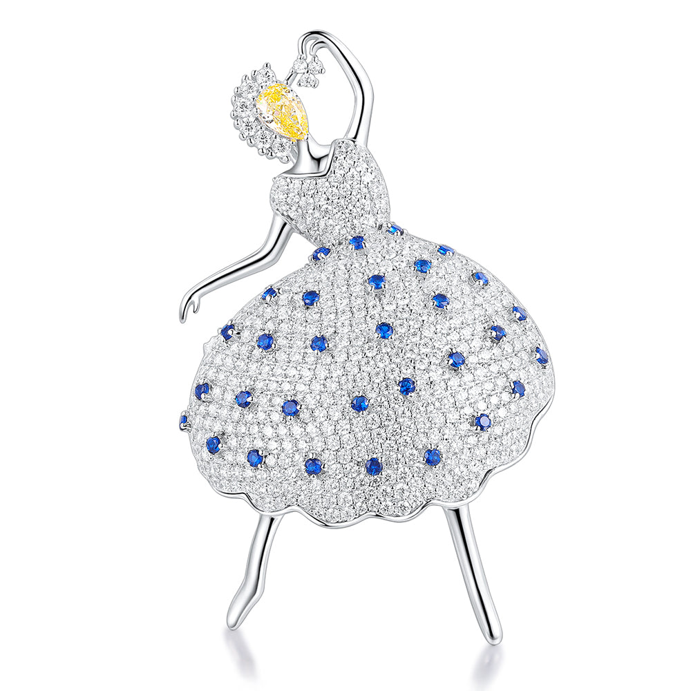 ANSTERGEMS Dancer Gemstone 925 Silver Brooch