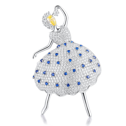 ANSTERGEMS Dancer Gemstone 925 Silver Brooch