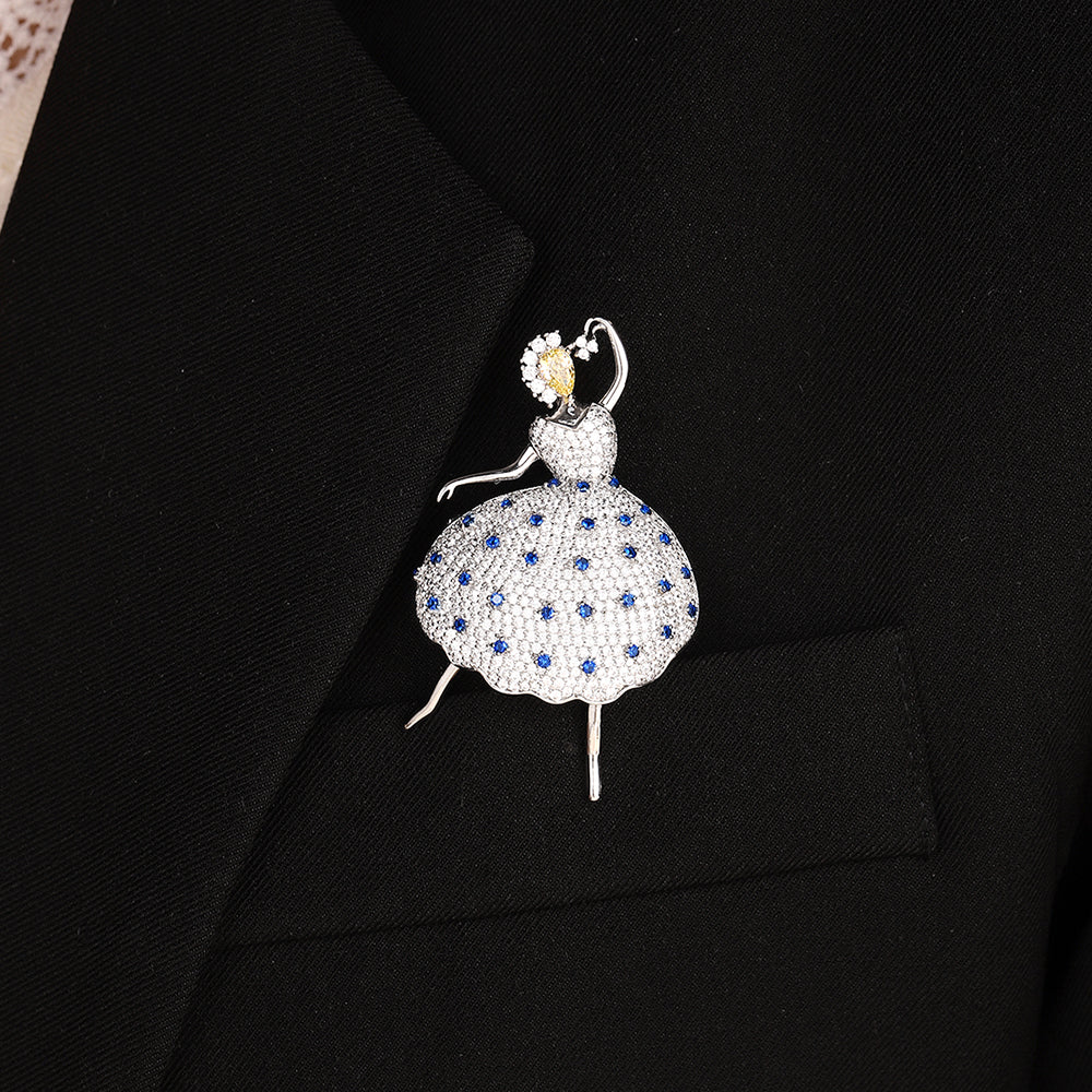 ANSTERGEMS Dancer Gemstone 925 Silver Brooch