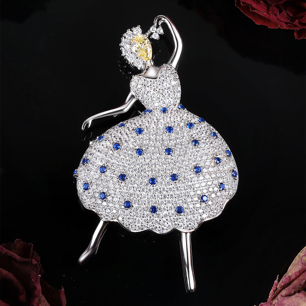 ANSTERGEMS Dancer Gemstone 925 Silver Brooch