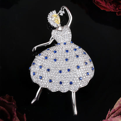 ANSTERGEMS Dancer Gemstone 925 Silver Brooch
