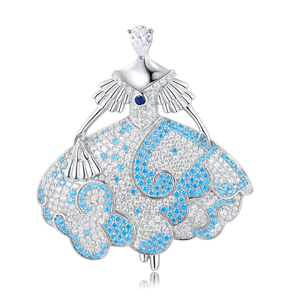 ANSTER Jewelry Custom Elegant Princess S925 silver Lab Grown Gemstone Brooch