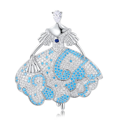 ANSTER Jewelry Custom Elegant Princess S925 silver Lab Grown Gemstone Brooch