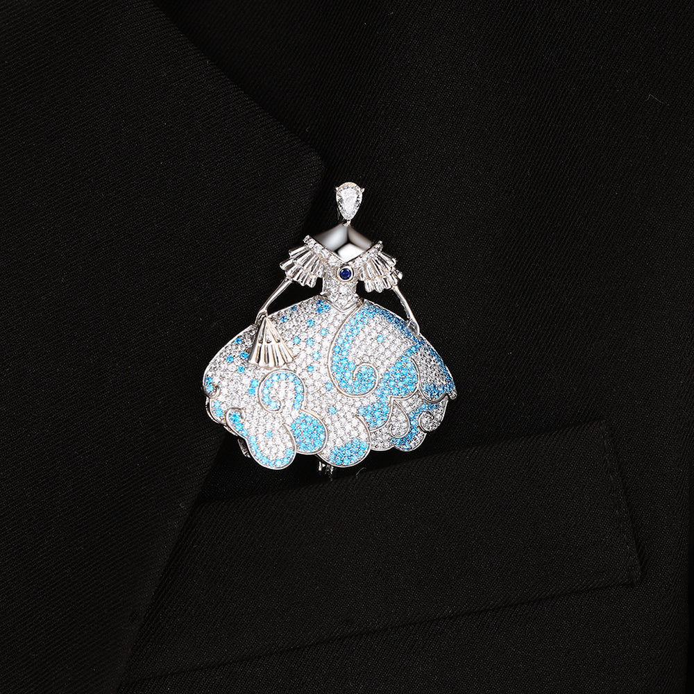 ANSTER Jewelry Custom Elegant Princess S925 silver Lab Grown Gemstone Brooch