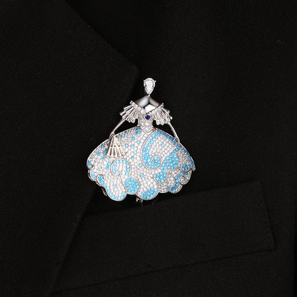 ANSTER Jewelry Custom Elegant Princess S925 silver Lab Grown Gemstone Brooch