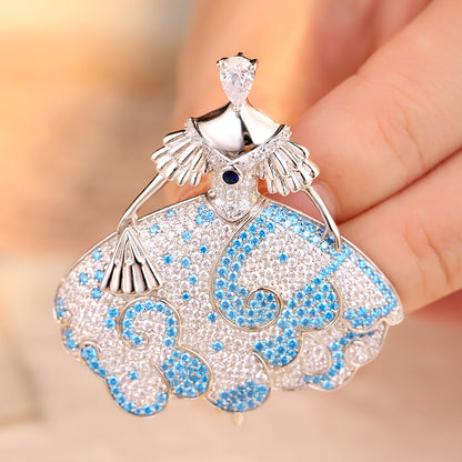 ANSTER Jewelry Custom Elegant Princess S925 silver Lab Grown Gemstone Brooch