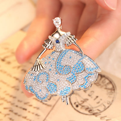 ANSTER Jewelry Custom Elegant Princess S925 silver Lab Grown Gemstone Brooch
