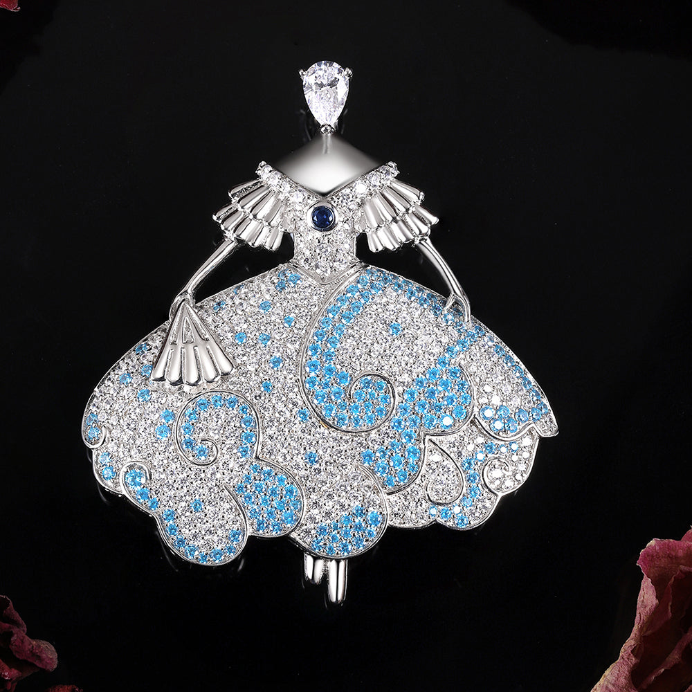 ANSTER Jewelry Custom Elegant Princess S925 silver Lab Grown Gemstone Brooch