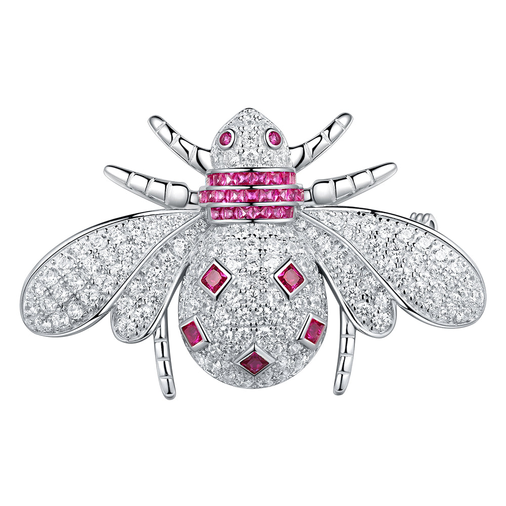 ANSTERGEMS Cute Ladybug Gemstone 925 Silver Brooch