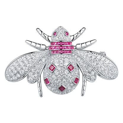 ANSTERGEMS Cute Ladybug Gemstone 925 Silver Brooch