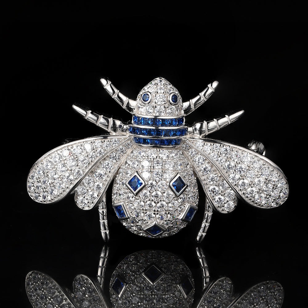 ANSTERGEMS Cute Ladybug Gemstone 925 Silver Brooch