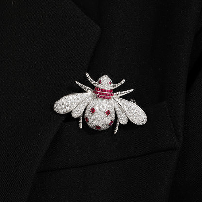 ANSTERGEMS Cute Ladybug Gemstone 925 Silver Brooch