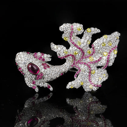 ANSTERGEMS Butterfly Carp Gemstone 925 Silver Brooch