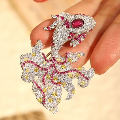 ANSTERGEMS Butterfly Carp Gemstone 925 Silver Brooch