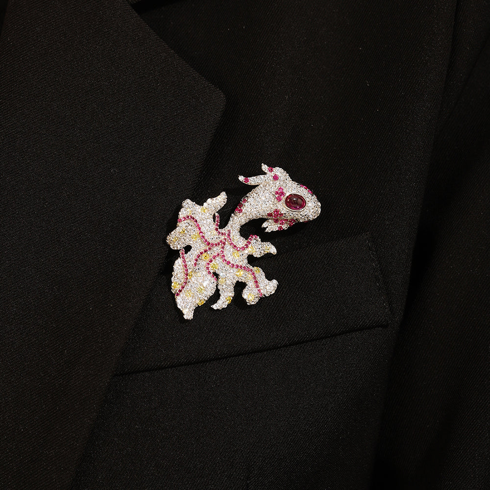 ANSTERGEMS Butterfly Carp Gemstone 925 Silver Brooch