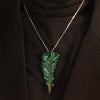 ANSTER JEWELRY Leaf Feather Lab Grown Gemstone 18K Gold Brooch