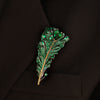 ANSTER JEWELRY Leaf Feather Lab Grown Gemstone 18K Gold Brooch