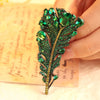 ANSTER JEWELRY Leaf Feather Lab Grown Gemstone 18K Gold Brooch