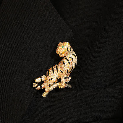 ANSTERGEMS Tiger Gemstone 925 Silver Brooch
