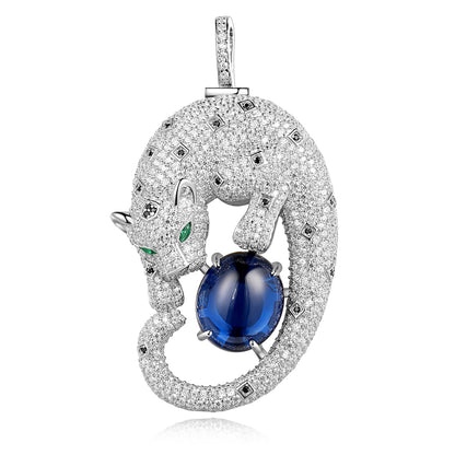 ANSTERGEMS Leopard Gemstone 925 Silver Brooch