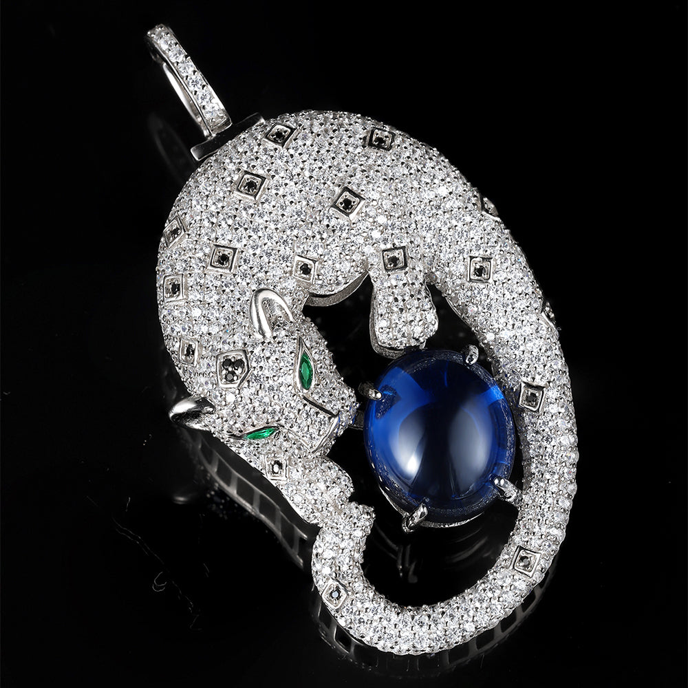 ANSTERGEMS Leopard Gemstone 925 Silver Brooch