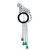 ANSTER JEWELRY Leopard Gemstone 18K Gold Brooch with Tassels