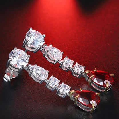 5.45 CTW Pear Lab Grown Ruby S925 Earrings plated