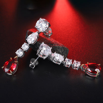 5.45 CTW Pear Lab Grown Ruby S925 Earrings plated