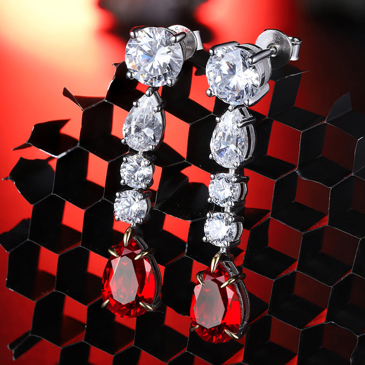 5.45 CTW Pear Lab Grown Ruby S925 Earrings plated