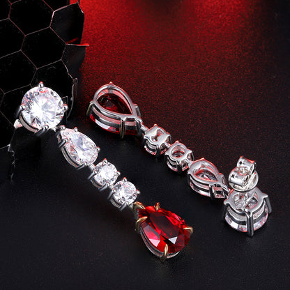 5.45 CTW Pear Lab Grown Ruby S925 Earrings plated