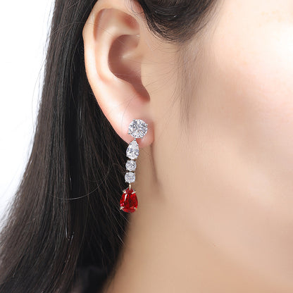 5.45 CTW Pear Lab Grown Ruby S925 Earrings plated