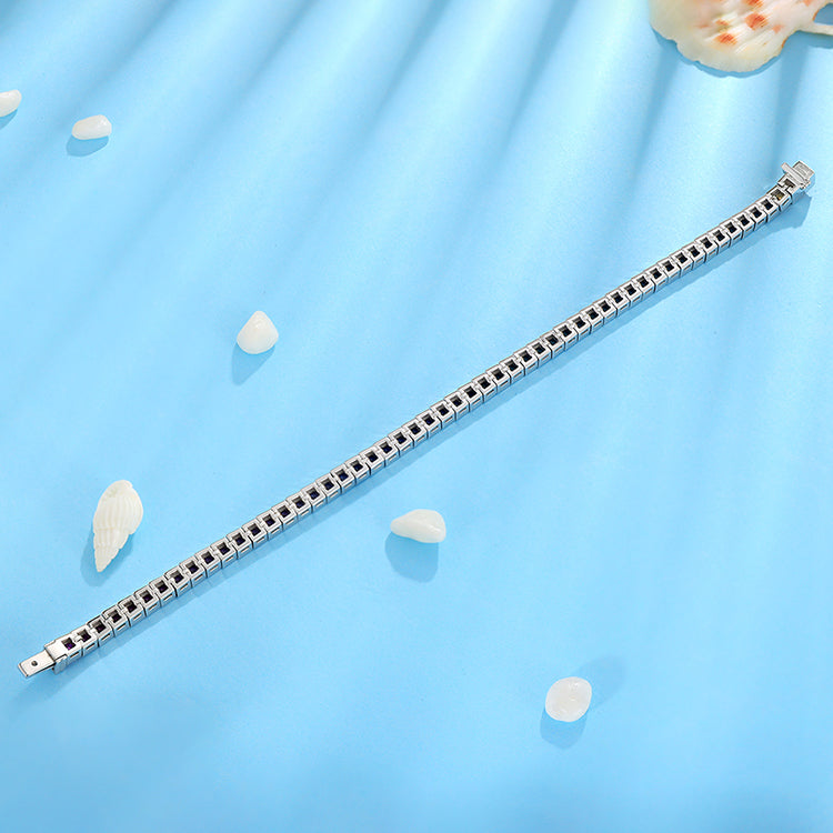 ANSTER JEWELRY Rainbow Gemstone Tennis Chain 925 Silver Lab Grown Bracelet