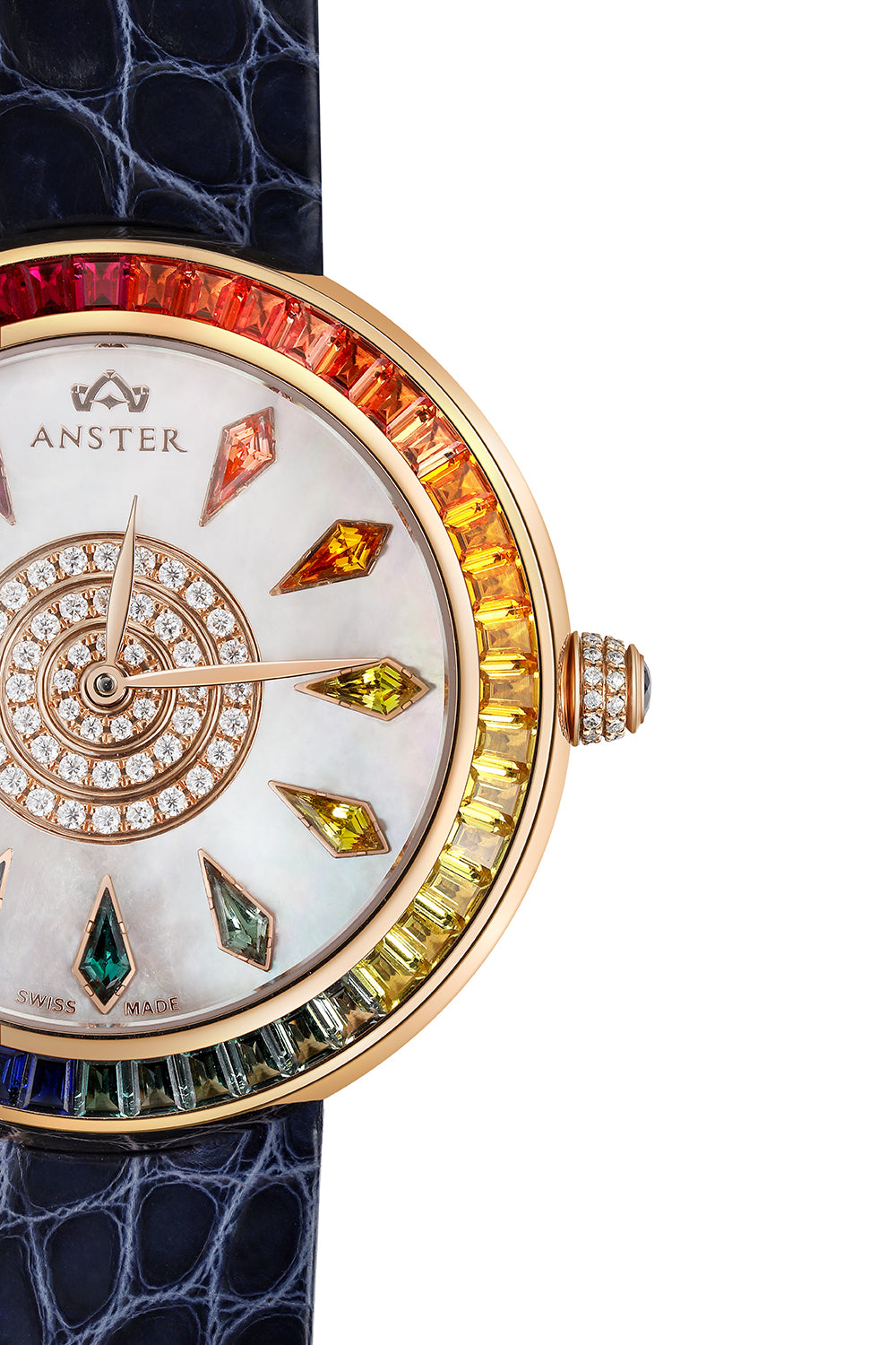 ANSTER JEWELRY Rainbow 925 Silver Steel Quartz Watch