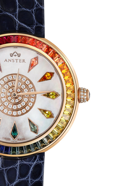 ANSTER JEWELRY Rainbow 925 Silver Steel Quartz Watch