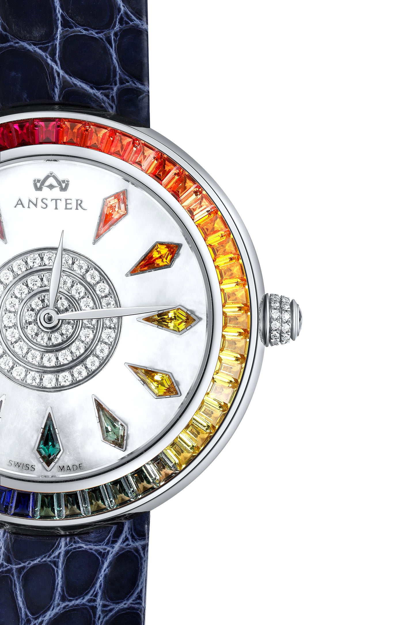 ANSTER JEWELRY Rainbow 925 Silver Steel Quartz Watch
