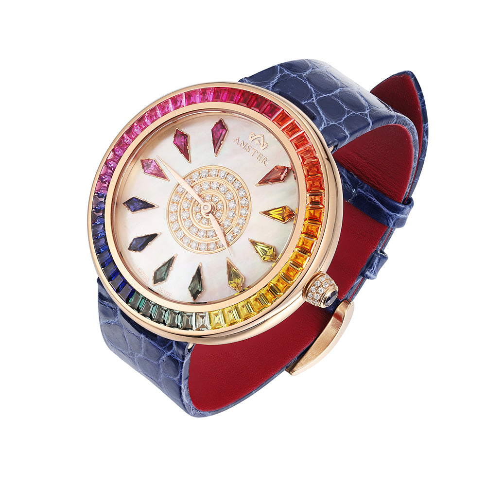 ANSTER JEWELRY Rainbow 925 Silver Steel Quartz Watch