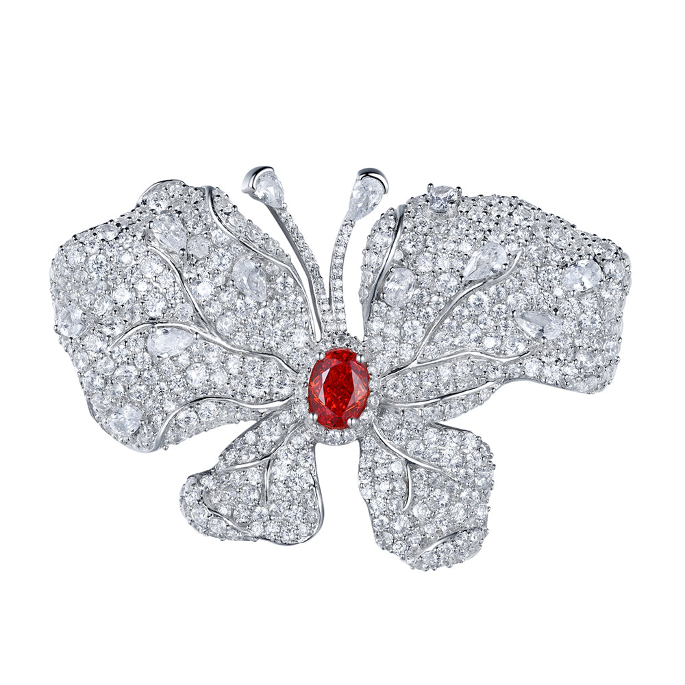 ANSTERGEMS Butterfly Shape Gemstone 925 Silver Brooch