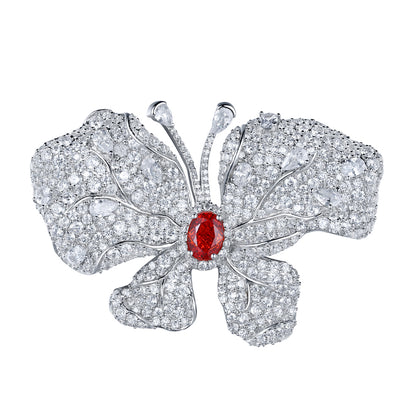 ANSTERGEMS Butterfly Shape Gemstone 925 Silver Brooch